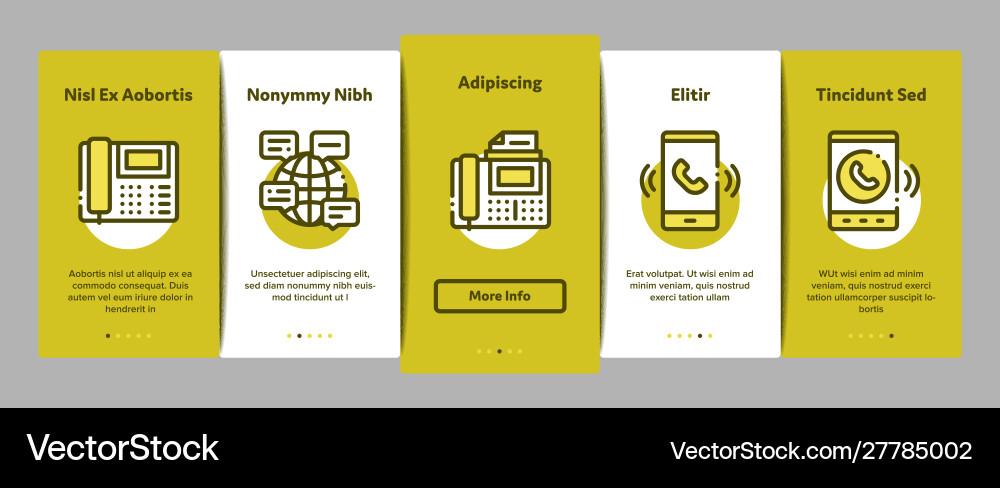 Voip calling system onboarding icons set Vector Image