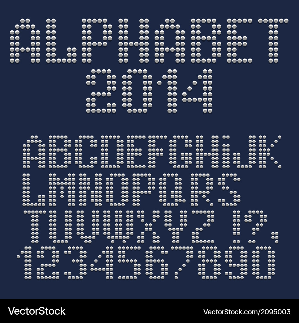 3D Dotted Font Set - Numbers & Punctuation Vector Image