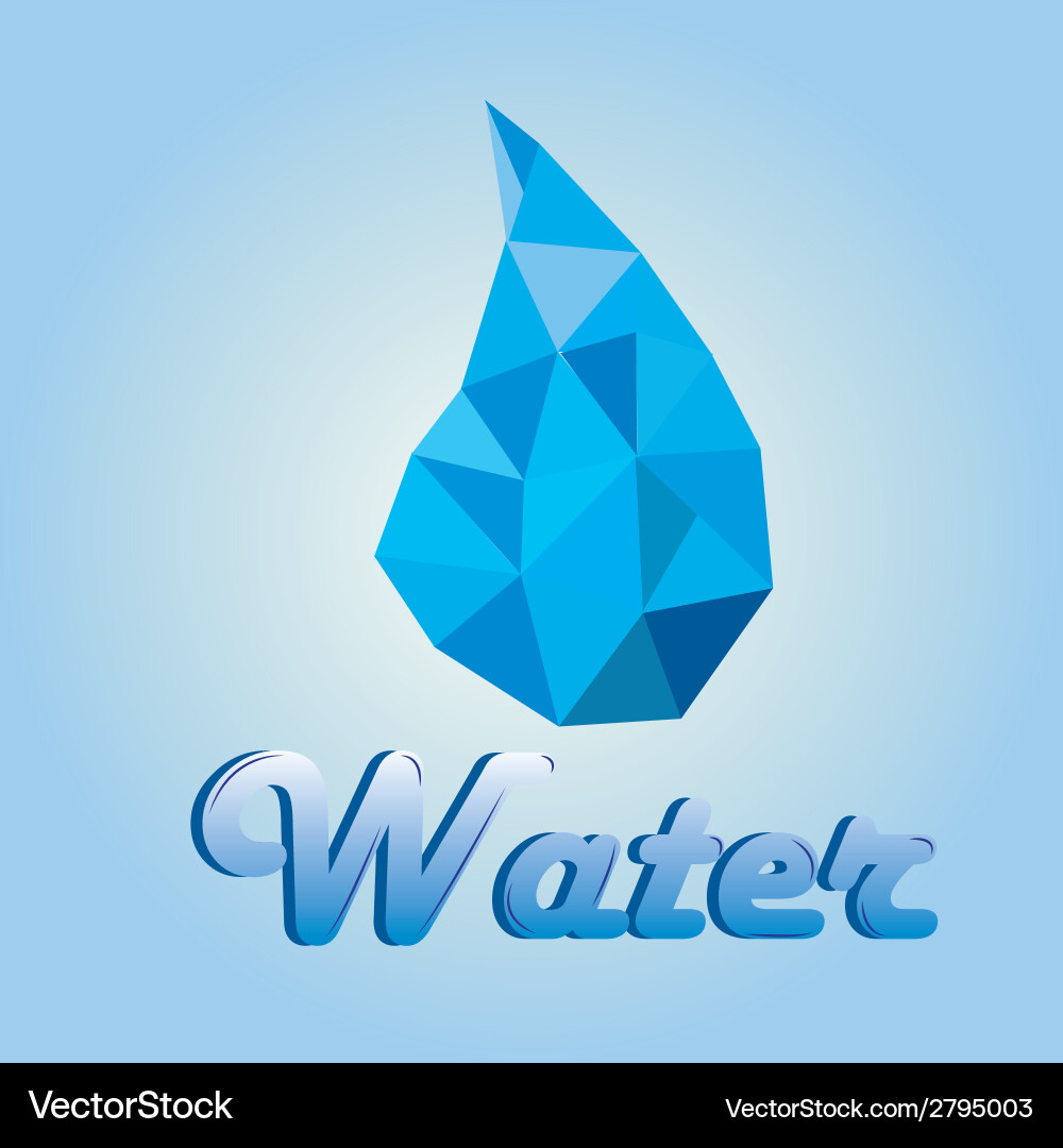 A blue drop composed by triangles and some text Vector Image