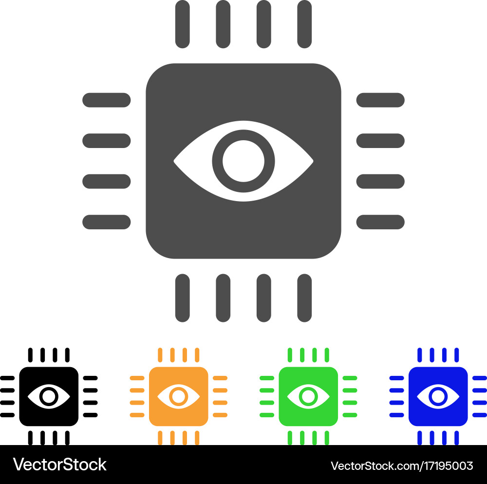 Bionic eye processor flat icon vector image