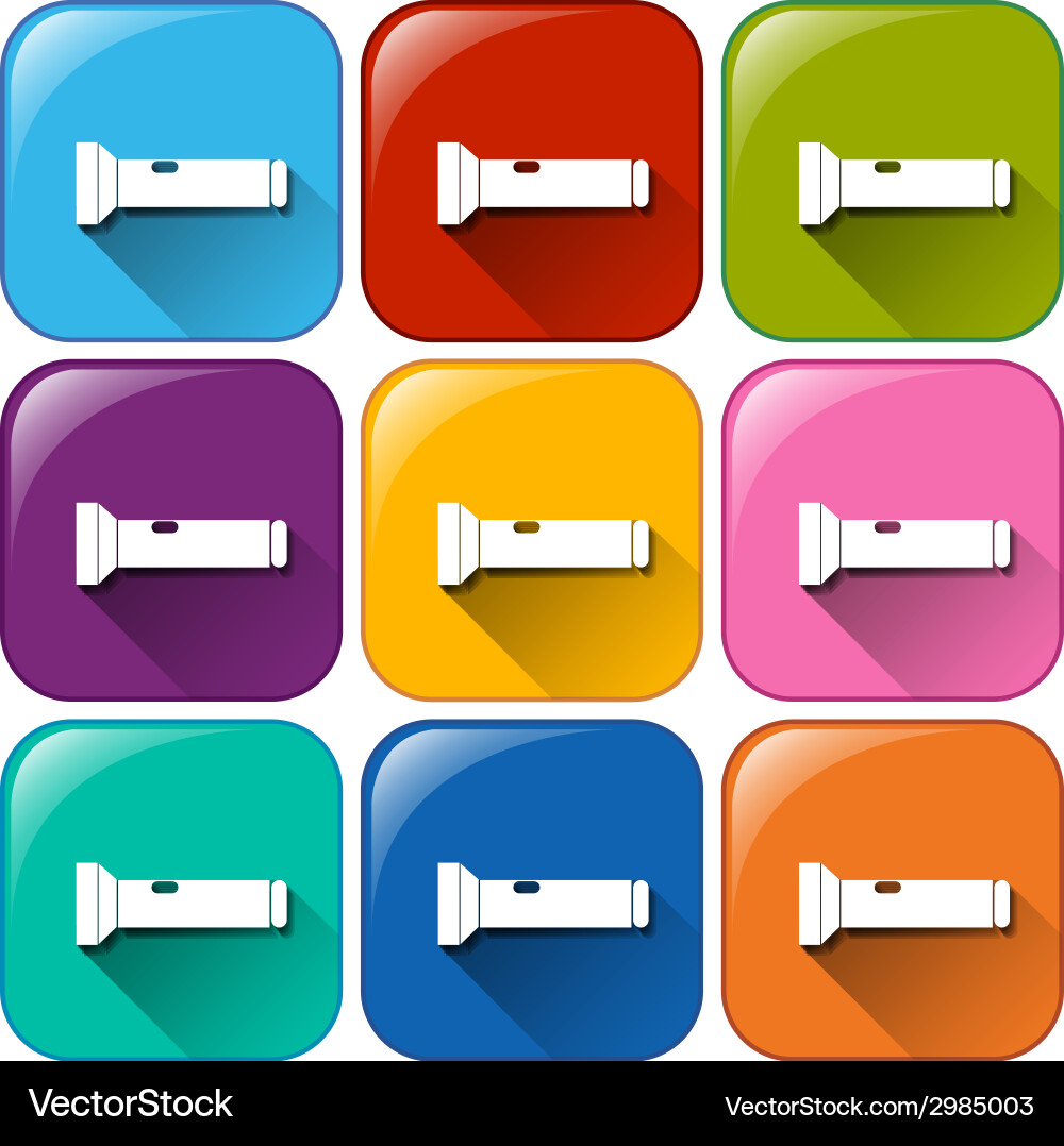Buttons with flashlights Vector Image