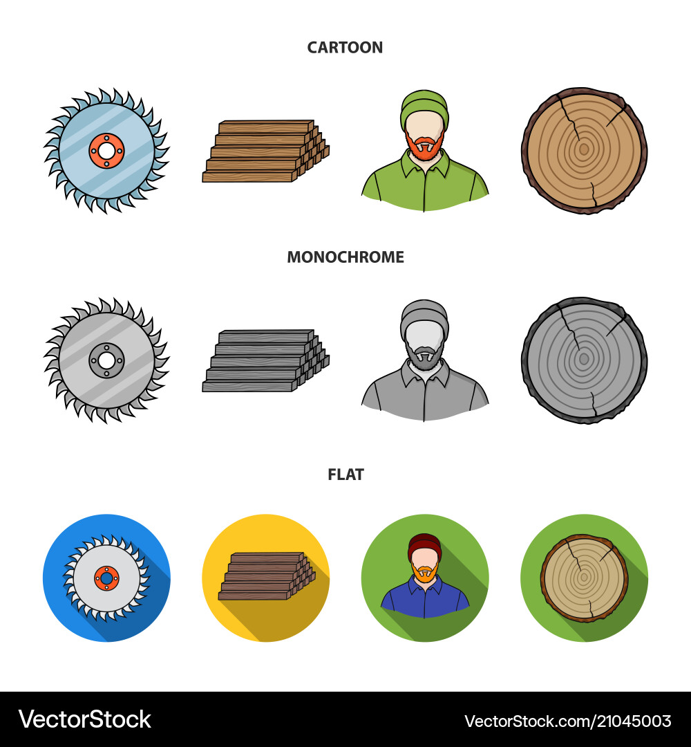 Circular saw a working carpenter stack of logs Vector Image