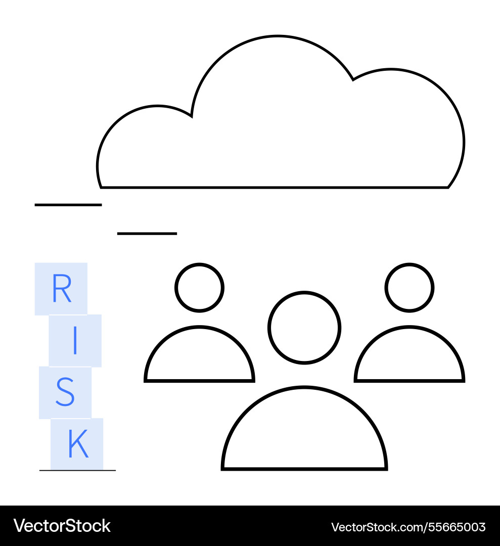 Cloud framework with team and risk blocks Cloud framework with team and risk blocks vector image