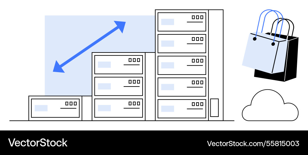 Data center growth with cloud computing and e Data center growth with cloud computing and e Vector Image