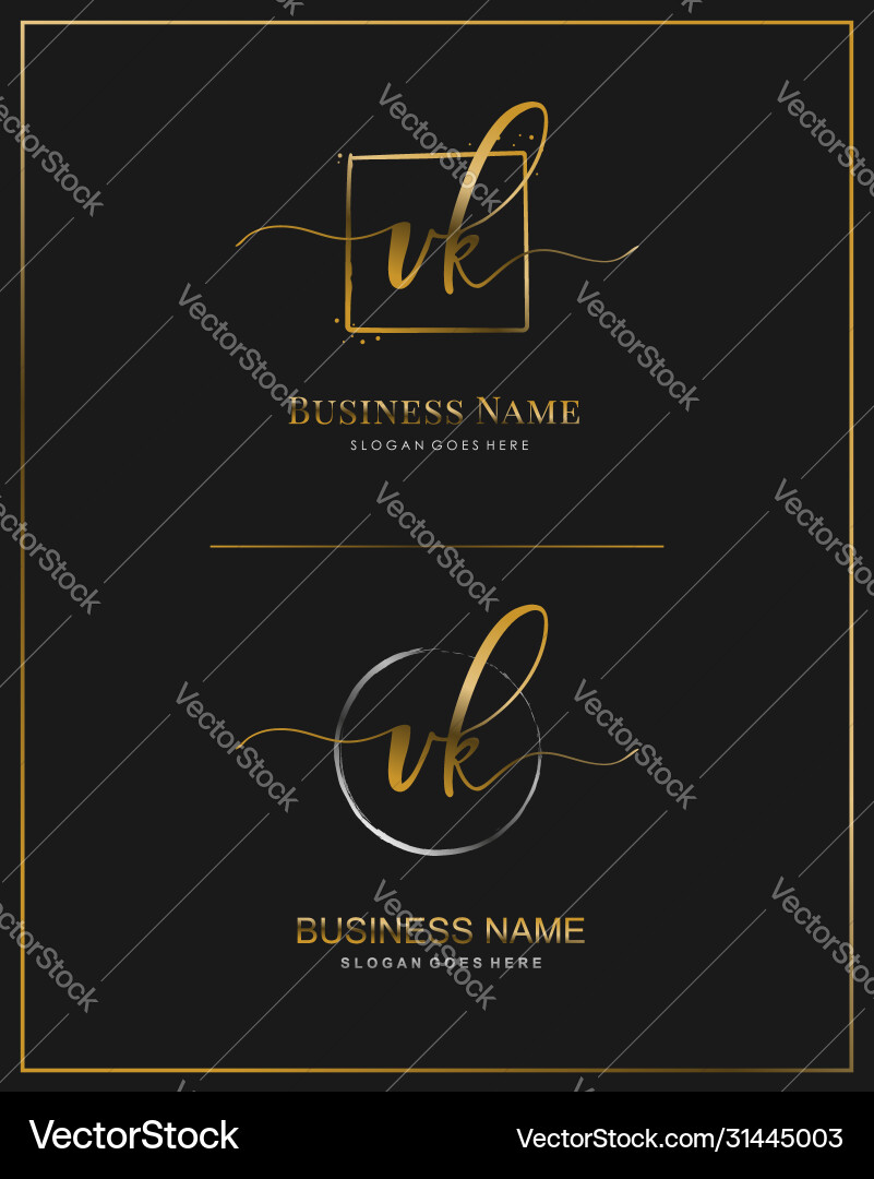 Elegant VK Initials Logo - Handwriting Style vector image