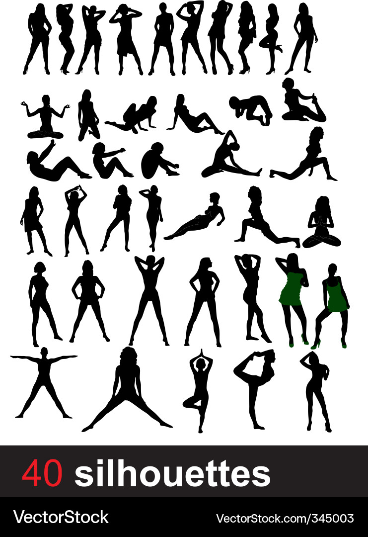 Fitness Silhouettes - Forty People Vektorbild