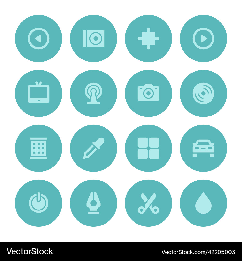 Flat icons set and long shadow effect vector image