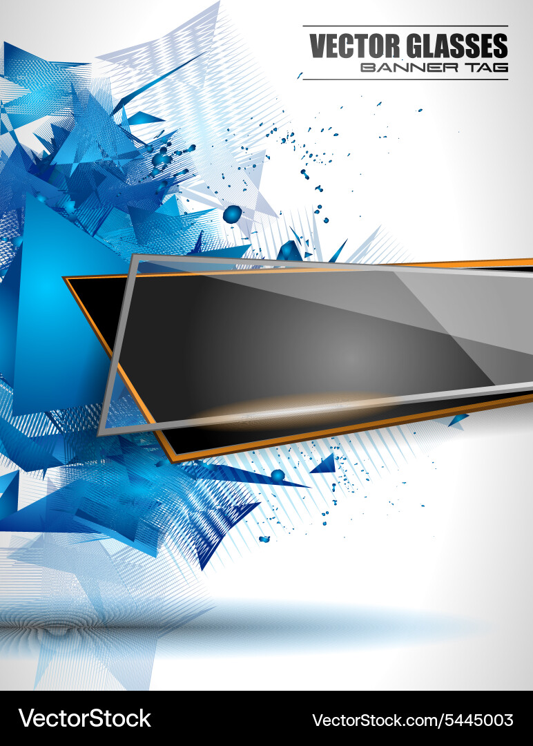 Glass banner with abstract shape and glossy effect Vector Image