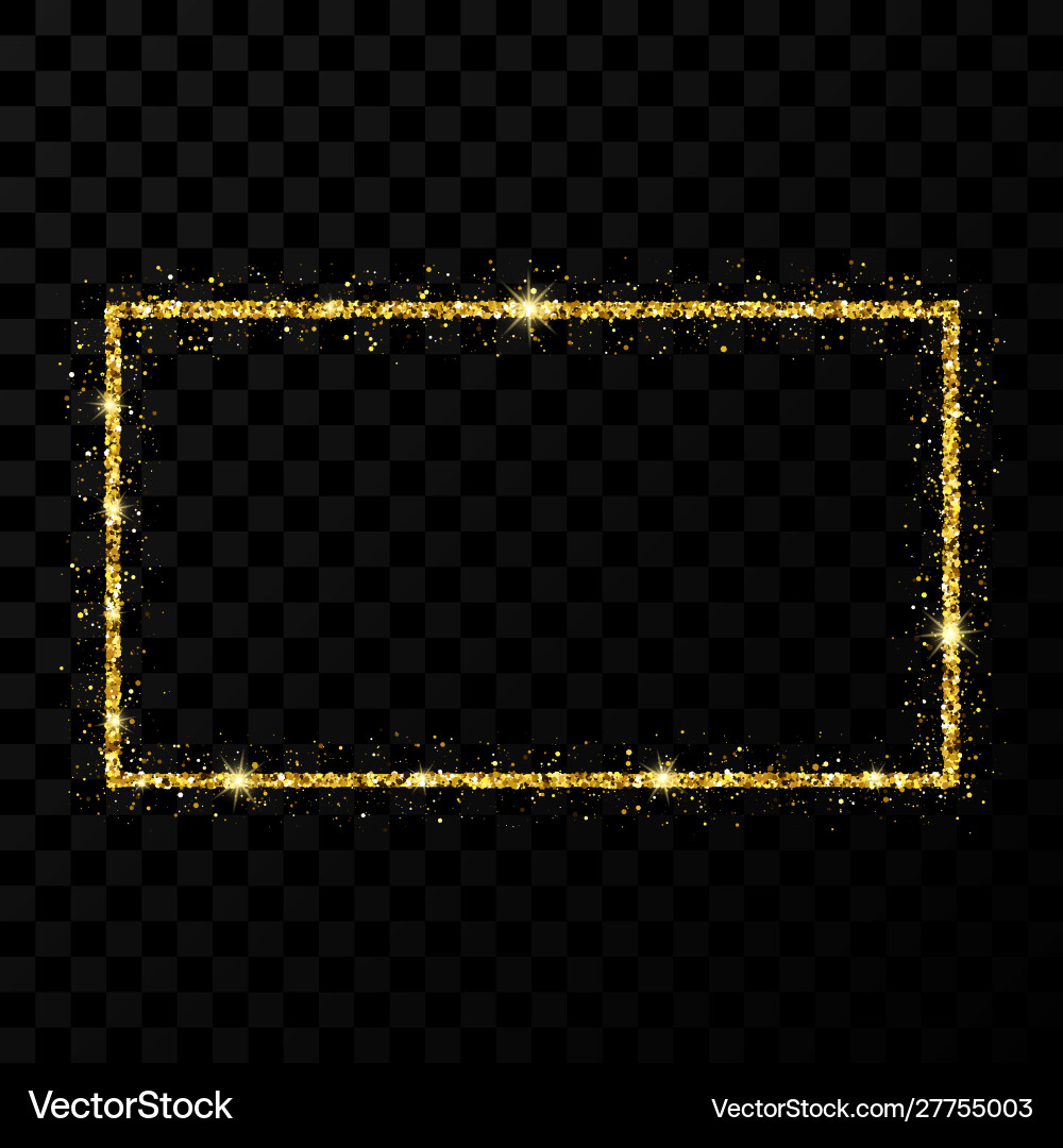 Gold Glitter Frame with Sparkles Vector Image
