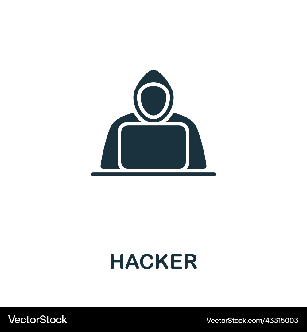 Hacker icon monochrome simple line crime Hacker icon monochrome simple line crime Vector Image