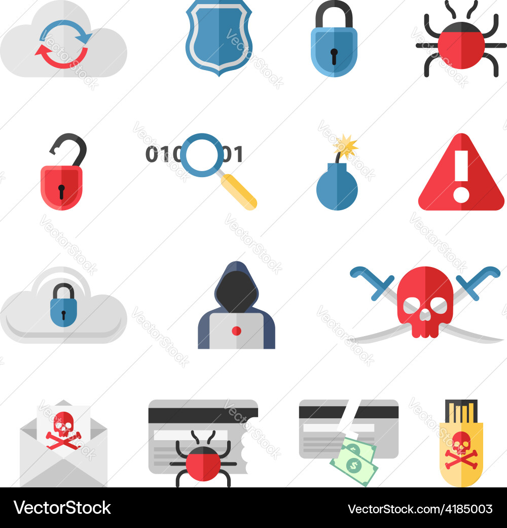Hacker Icons: Security & Malware Vector Image