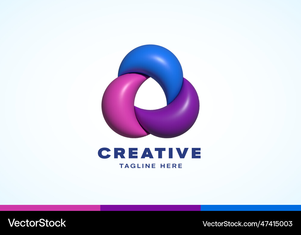 Inflated 3d ribbon rotation loop circle vector image
