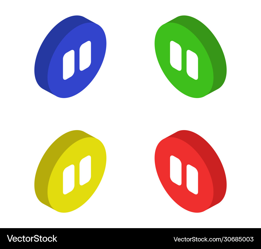 Isometric pause button icon in on white background Vector Image