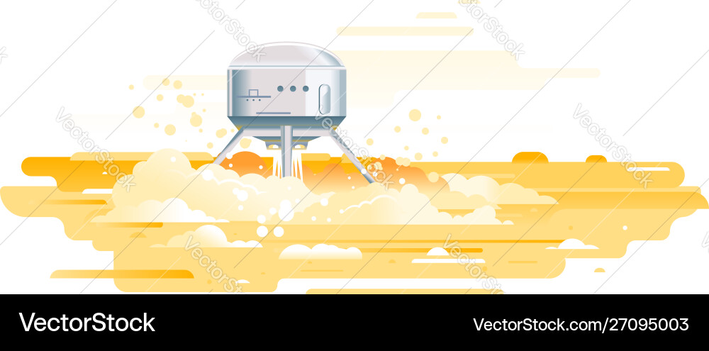 Landing module touchdown on planet surface Landing module touchdown on planet surface vector image