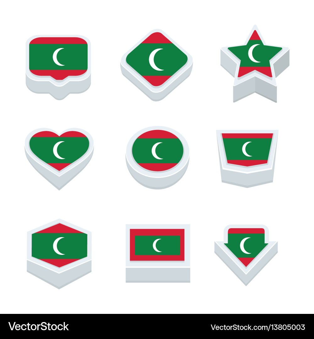 Maldives flags icons and button set nine styles Vector Image