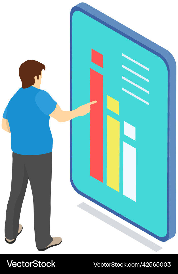 Man analyses digital report with data statistical Vector Image