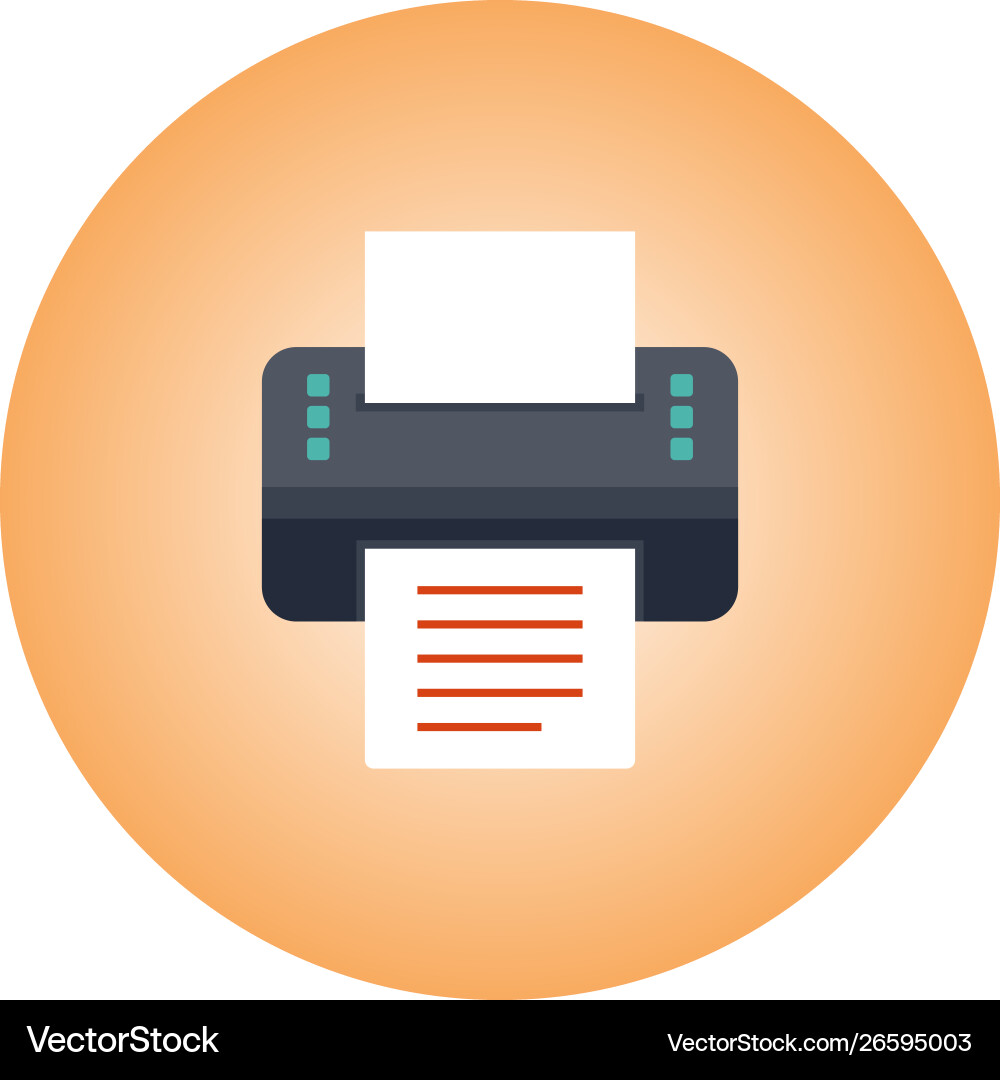Printer flat icon with gradient background vector image