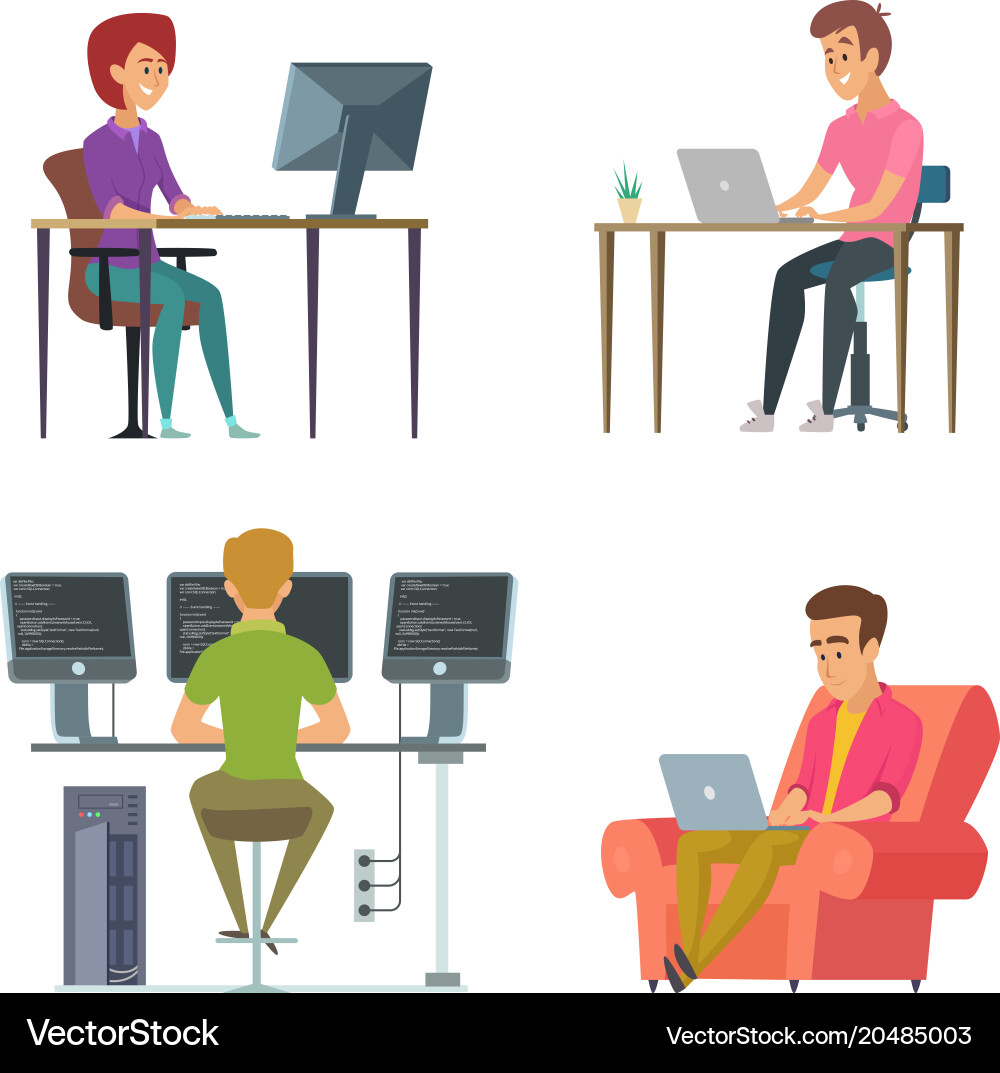 Programmers and Designers at Work vector image
