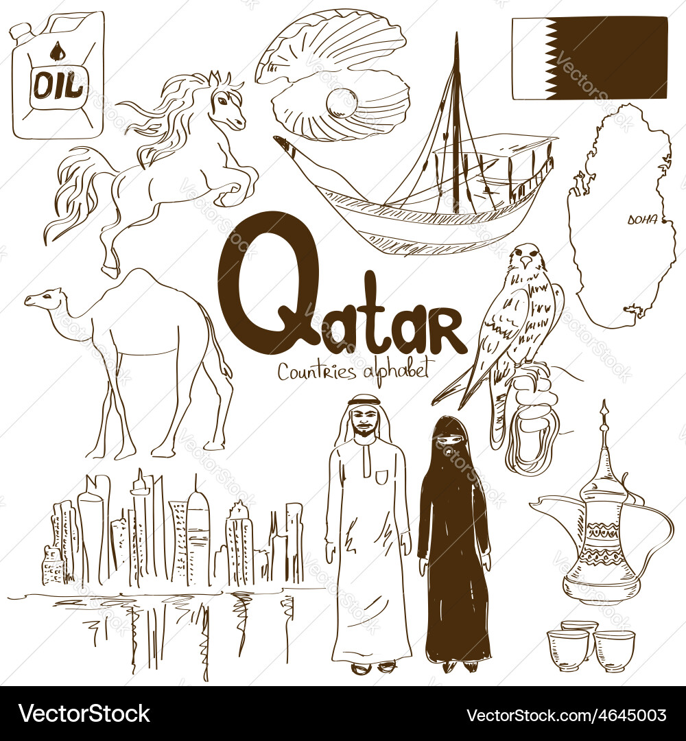 Qatar Icon Sketch Collection Vector Image