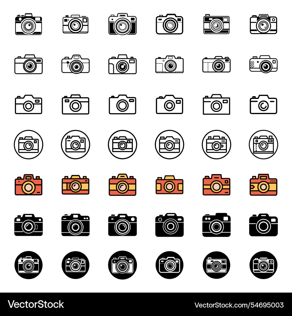 Style camera icon bundle set design vector image