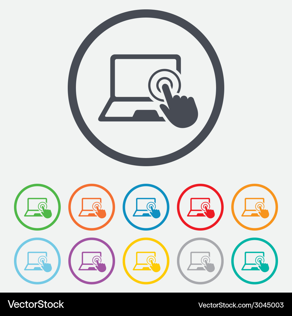 Touchscreen Laptop Pointer Icon Vector Image