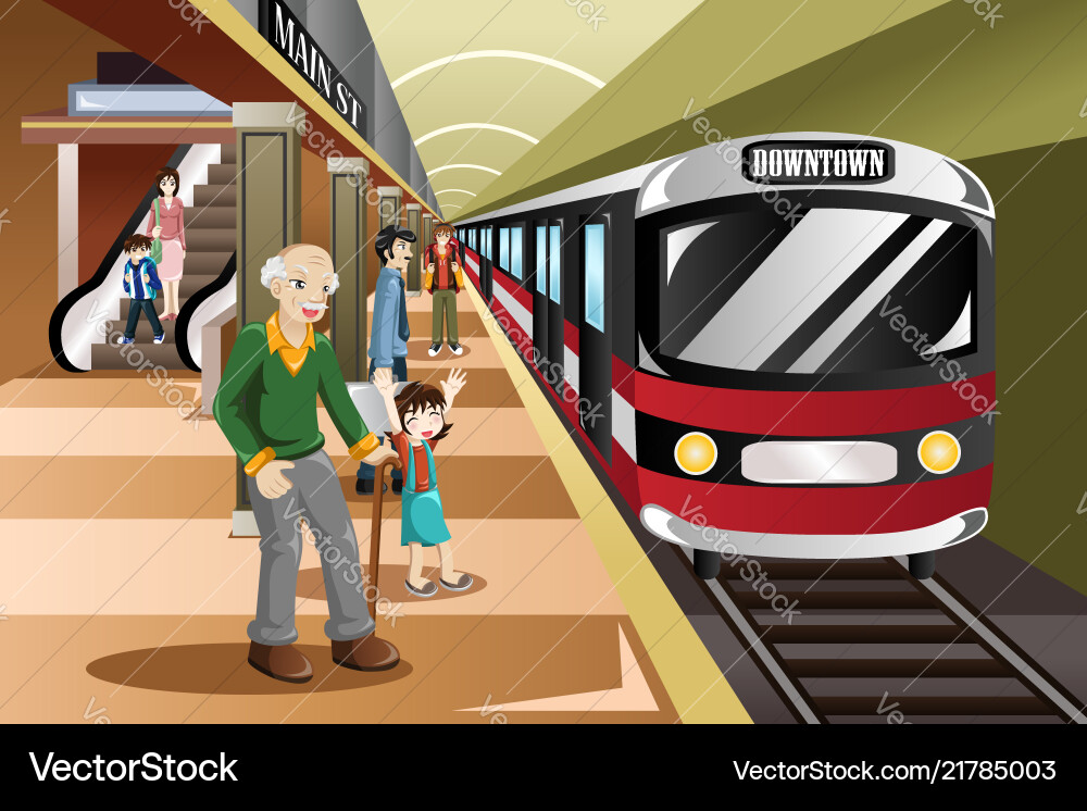 Train Station Passengers Royalty Free Vector Image