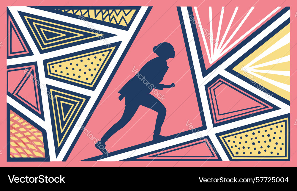 Abstract figure running on dynamic geometric vector image