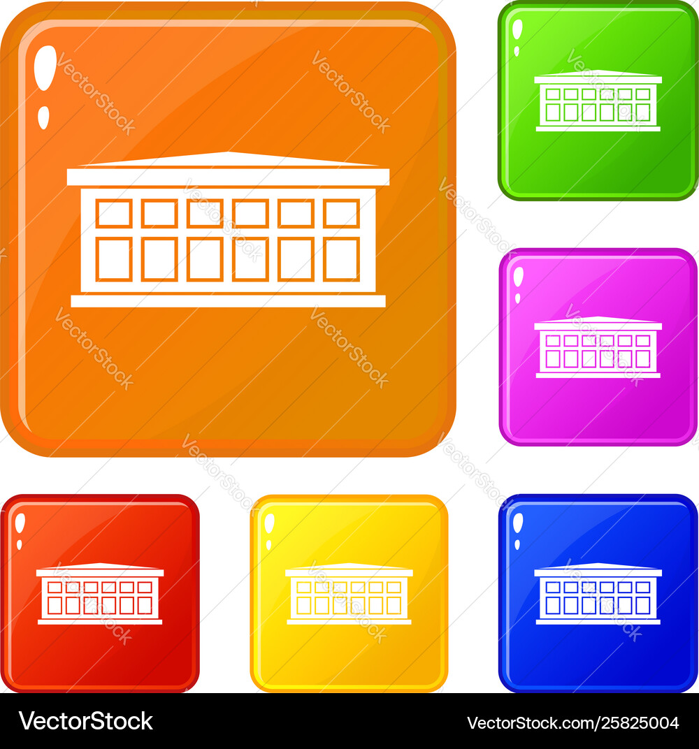Building icons set color Vector Image
