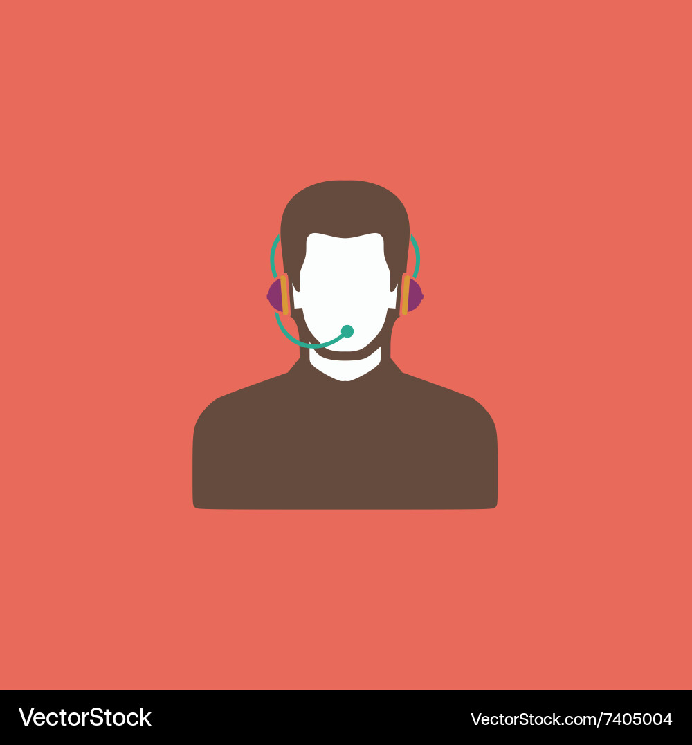 Call center operator with headset vector image