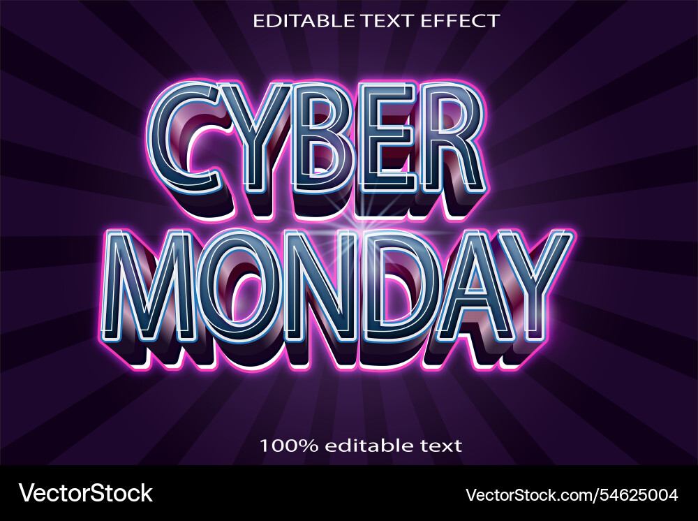 Cyber monday editable text effect 3d emboss Cyber monday editable text effect 3d emboss vector image