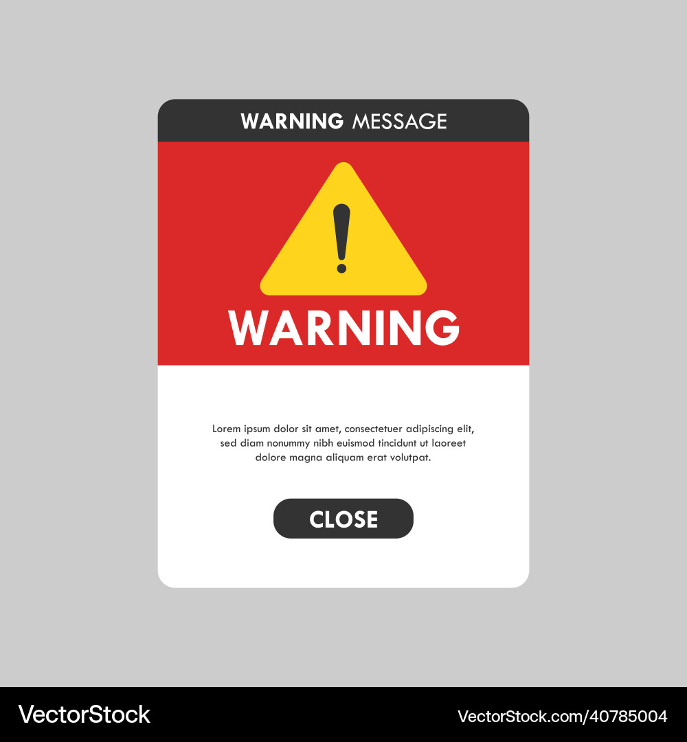 Flat design warning pop up Vector Image