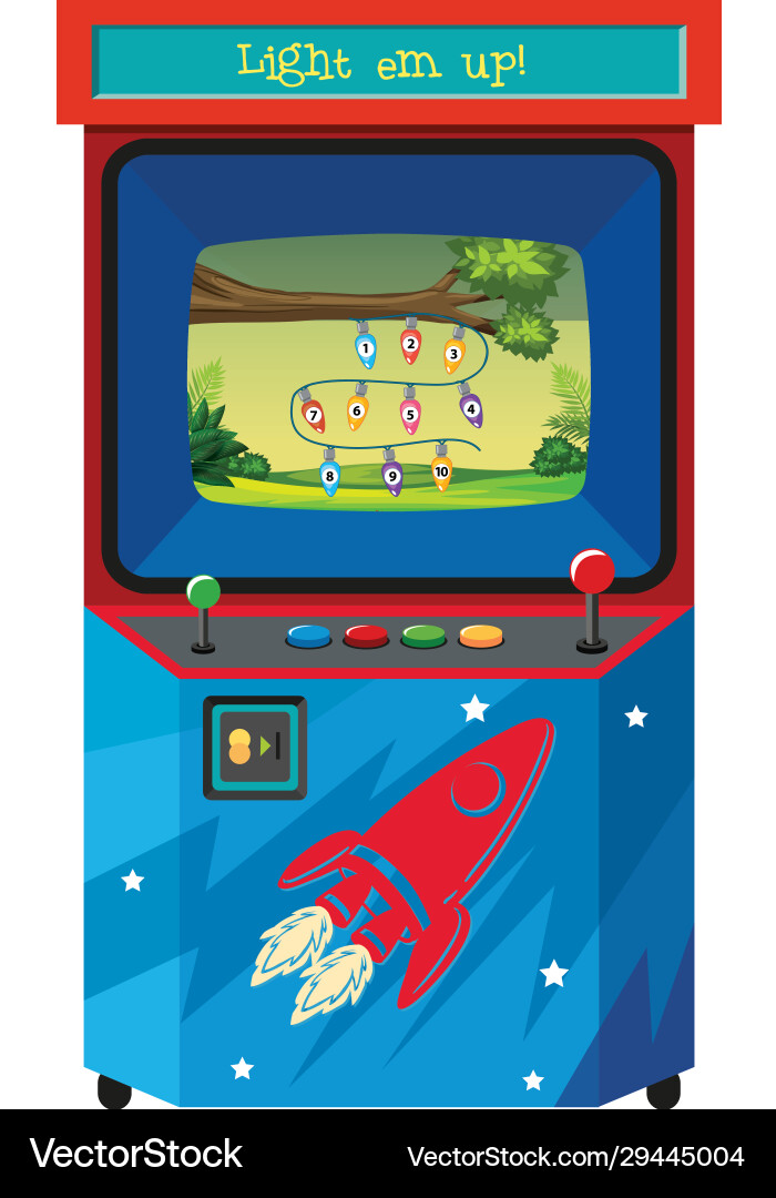 Game machine for counting numbers on isolated Game machine for counting numbers on isolated vector image