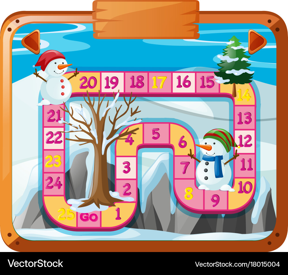 Game template with snowman in background Vector Image