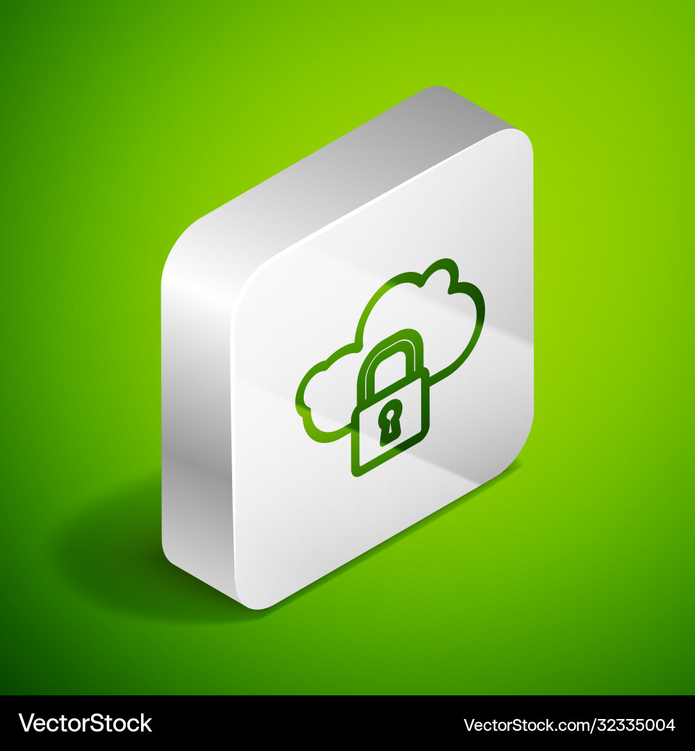 Isometric line cloud computing lock icon isolated Vector Image