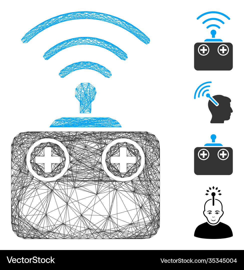 Linear radio control device mesh Vector Image