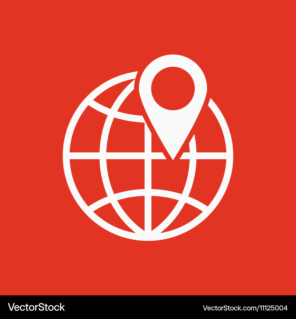 Pin on globe icon travel and map navigation vector image