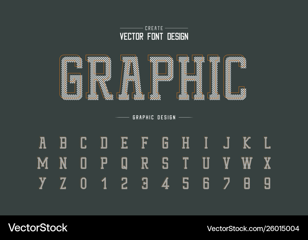 Pixel font and alphabet typeface number Pixel font and alphabet typeface number vector image
