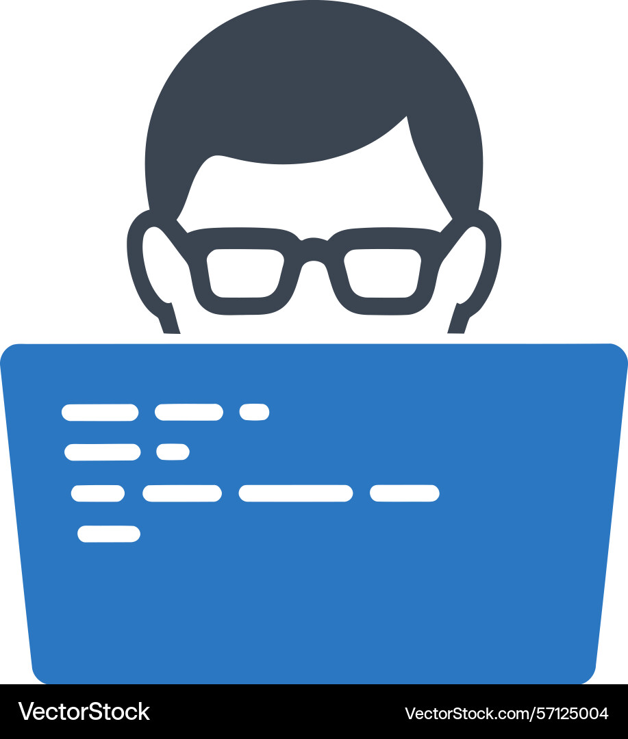 Programmer with laptop icon vector image