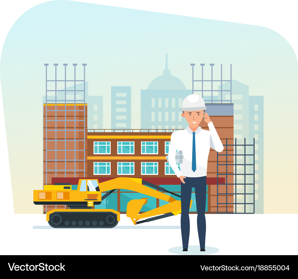 Project manager with technical documentation vector image