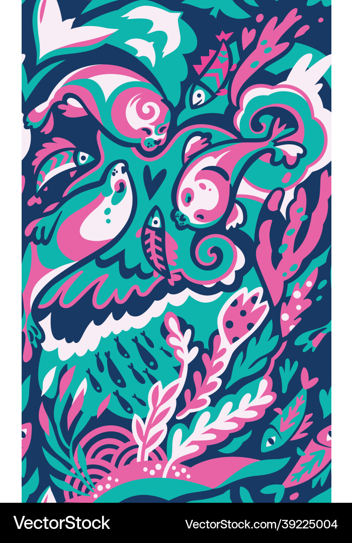 Seals are playing in the waves seamless pattern Vector Image