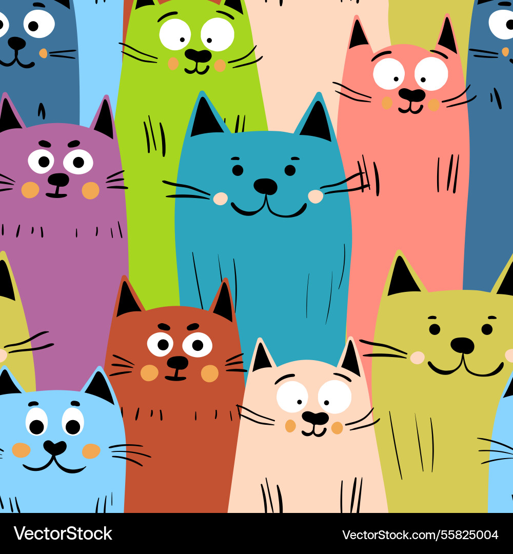 Seamless pattern with cute kitten print different Seamless pattern with cute kitten print different Vector Image