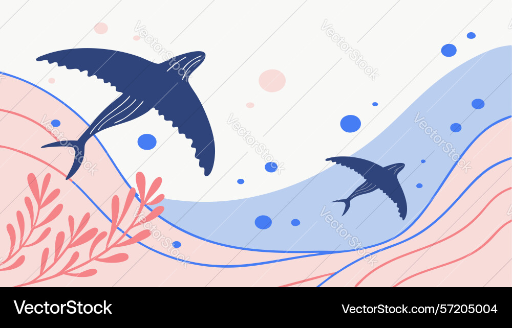 Serene tree with bird on branch amidst flowing vector image
