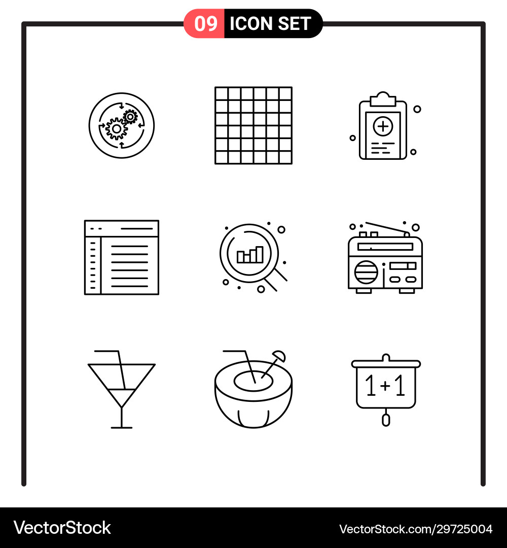 Set 9 line style icons for web and mobile Vector Image