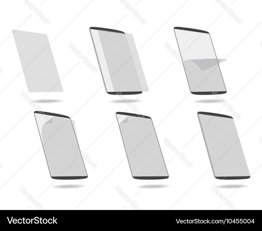 Set apply screen protector tablet computer vector image
