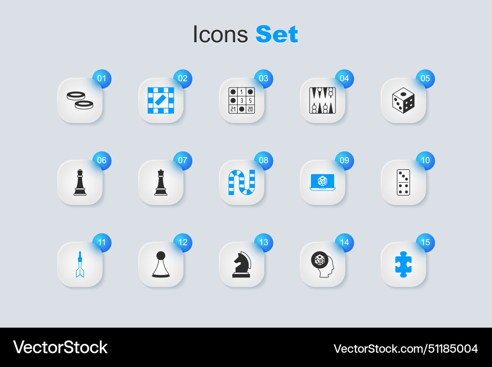 Set game dice chess board dart arrow puzzle vector image