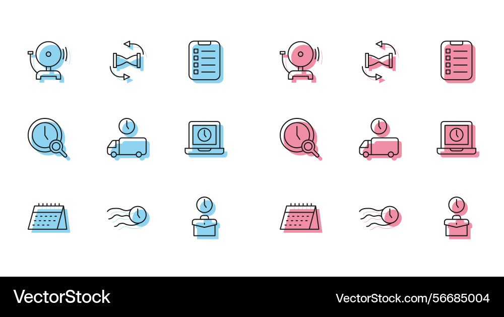 Set line calendar time flies on the clock ringing Vector Image