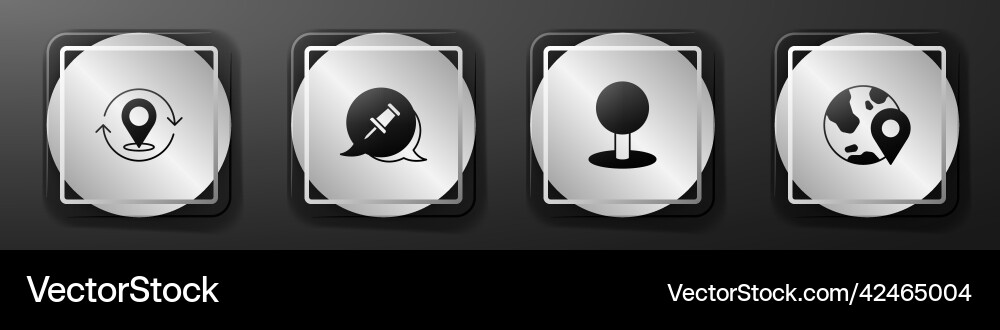 Set map pin push and location on the globe icon vector image