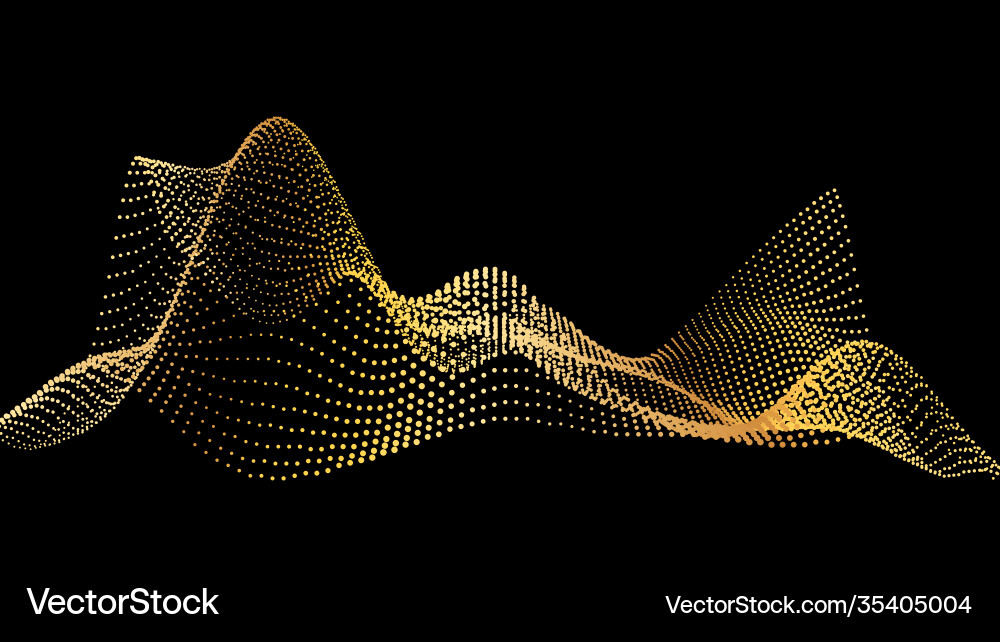 Sound wave from node gold interface big data vector image
