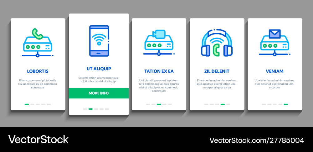 Voip calling system onboarding icons set Vector Image