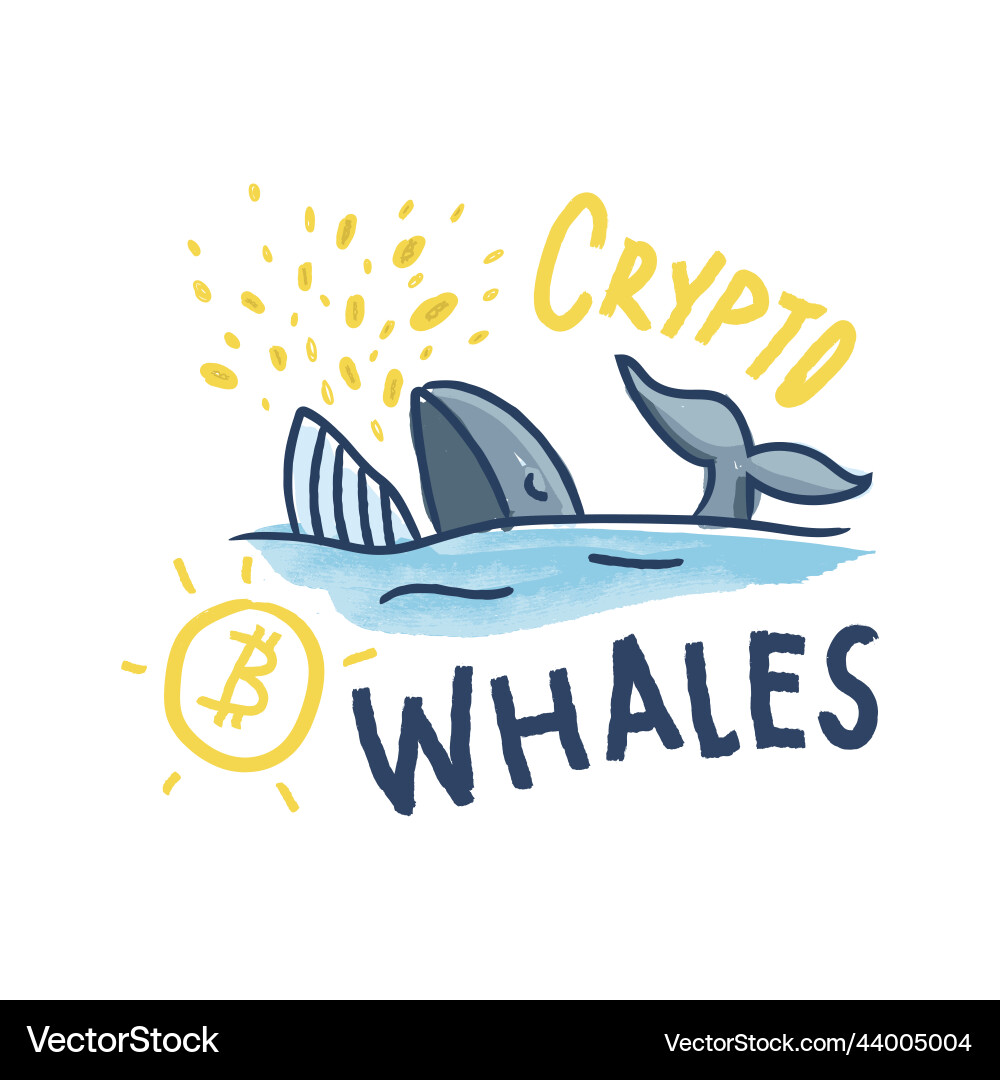 Whale eating bitcoin crypto hand drawn – Royalty-Free Vector | VectorStock